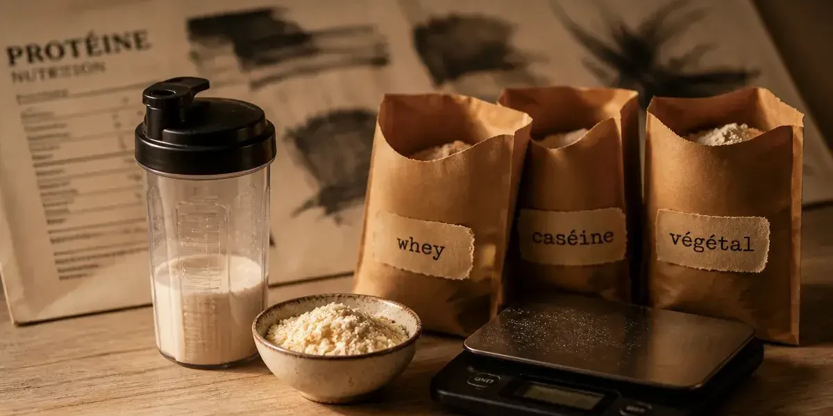 Protéine de lait : whey rapide et caséine lente en poudre et shaker