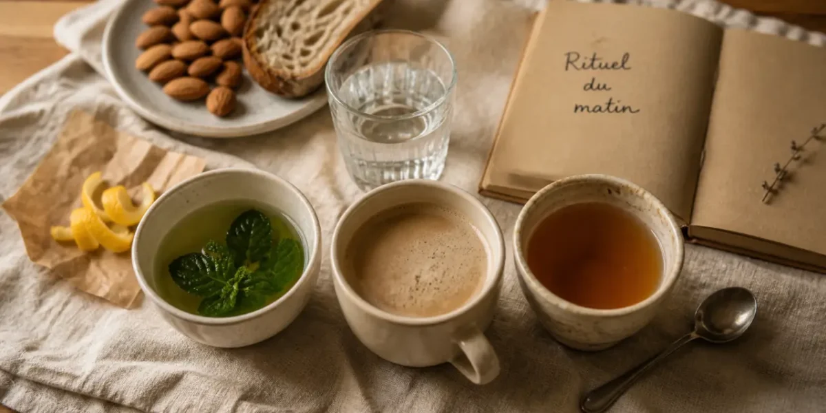 Que boire au petit déjeuner : eau tiède menthe, café et thé