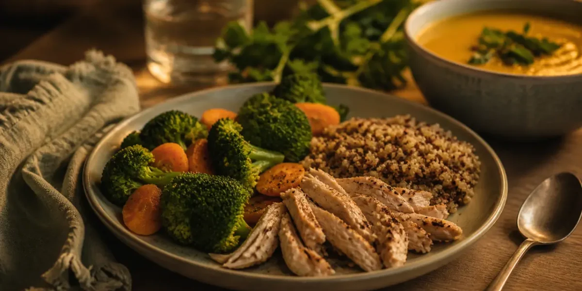 Que manger le soir pour maigrir : dîner minceur IG bas, assiette protéines, fibres et féculents