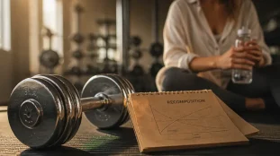 Recomposition corporelle pour perdre du gras sans perdre de muscle, haltère et sport