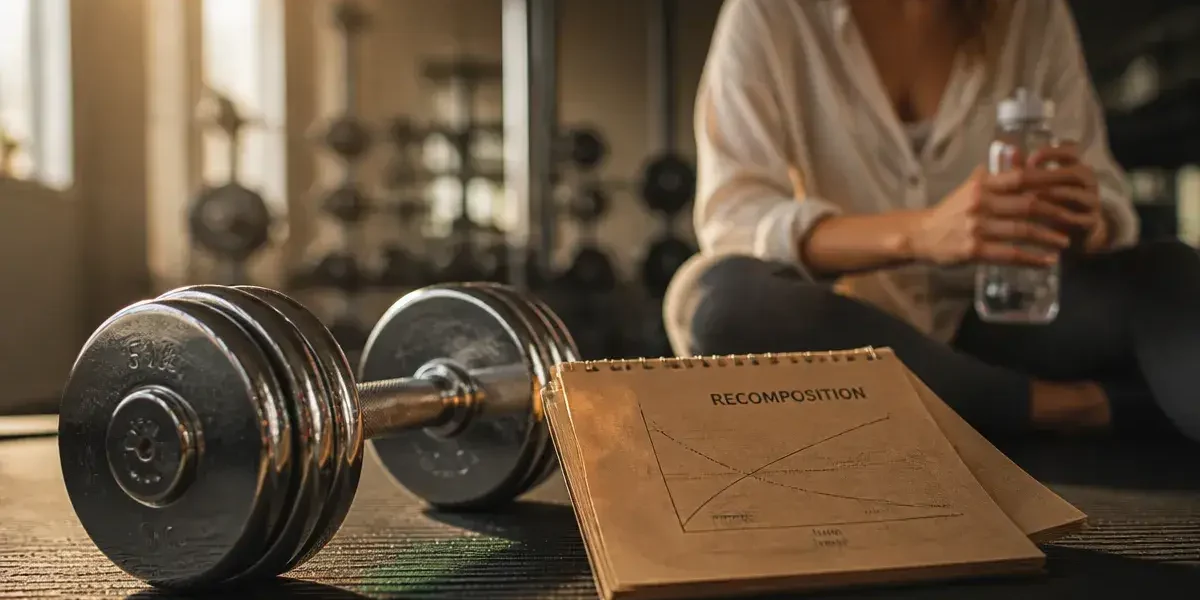 Recomposition corporelle pour perdre du gras sans perdre de muscle, haltère et sport
