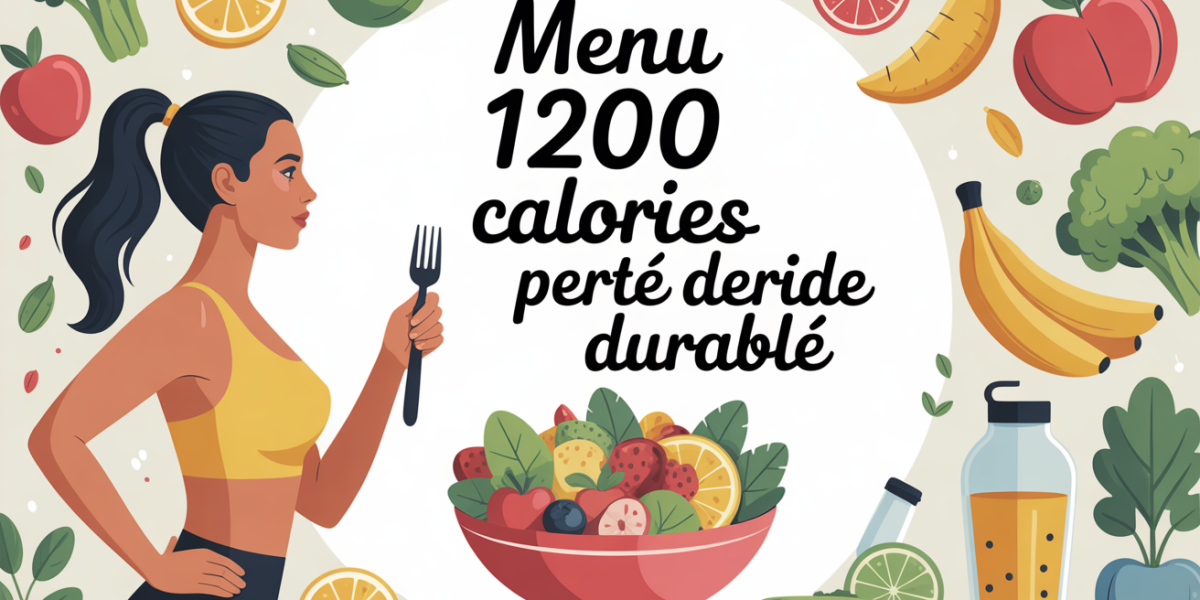 regime 1200 calories menu silhouette femme plat coloré