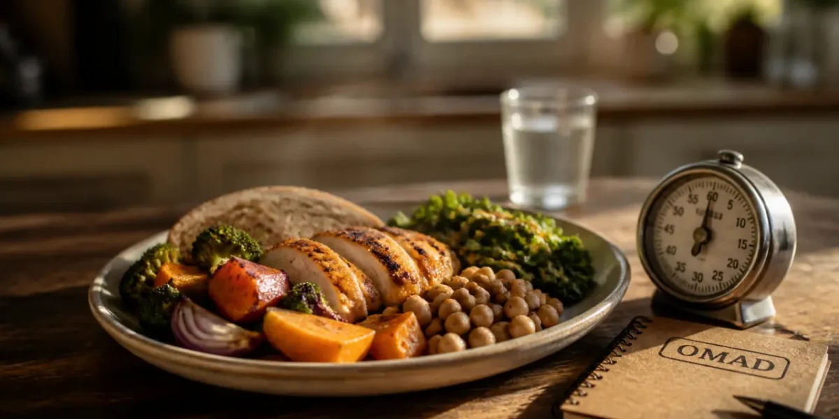 Regime omad : assiette complète et minuteur pour perte de poids et glycémie