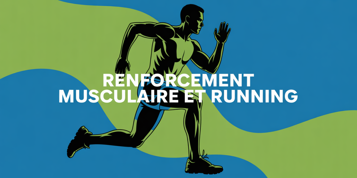 renforcement musculaire course a pied coureur stylise fond abstrait
