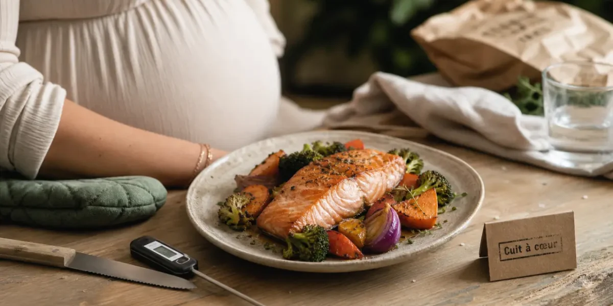 Saumon femme enceinte cuit à cœur, photo cuisine
