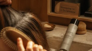 Shampoing sec combien de fois par semaine : racines poudrées en salle de bain