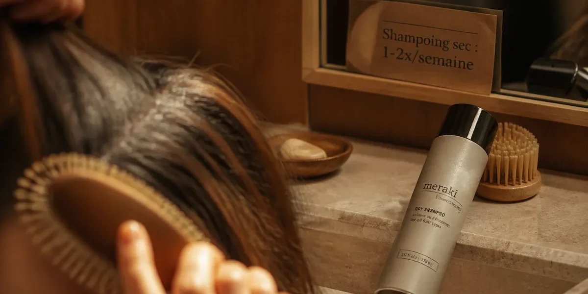 Shampoing sec combien de fois par semaine : racines poudrées en salle de bain