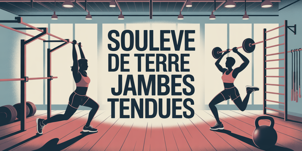 Soulevé de terre jambes tendues ambiance lumineuse gym silhouettes
