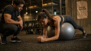 Swiss ball coach sportif : gainage sur swiss ball, posture correcte