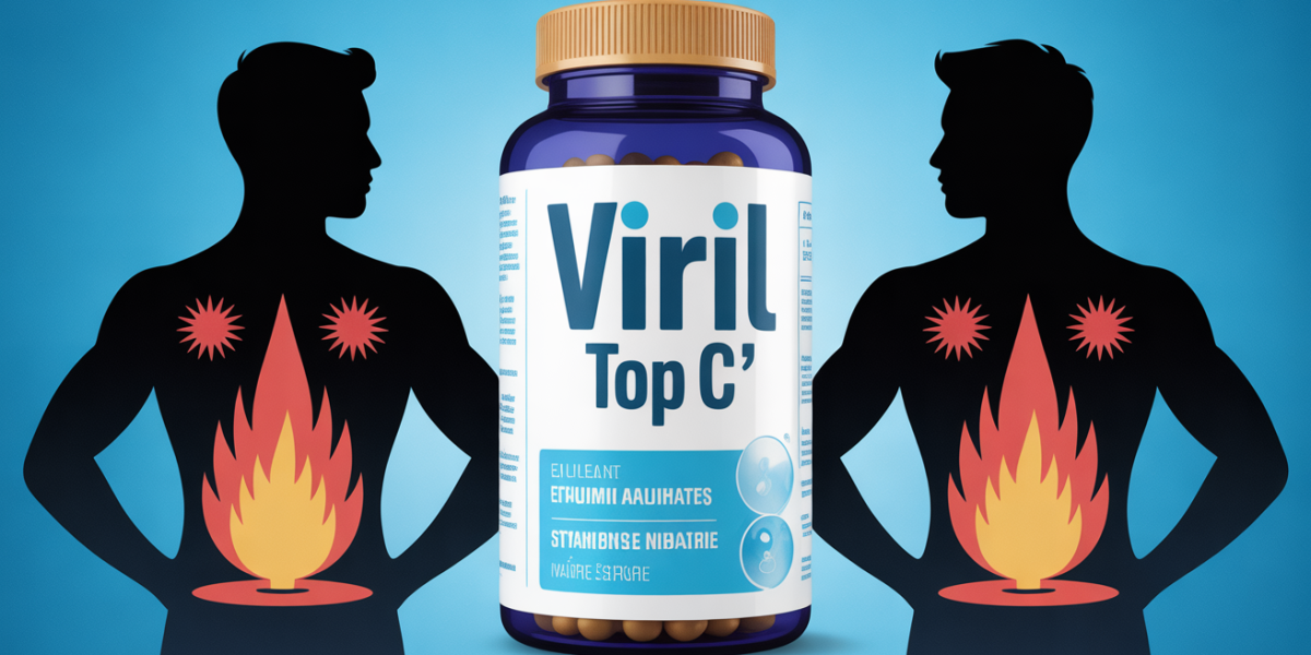 Viril Top C sur fond bleu, symbole vitalité homme